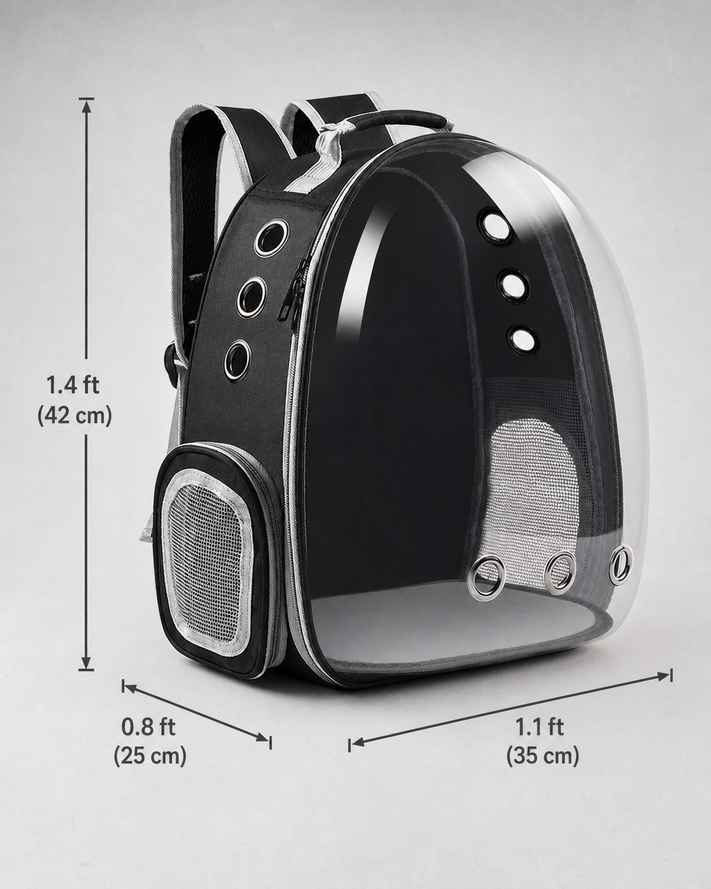 Bubble Cat Backpack Nettuno — with dimensions in cm