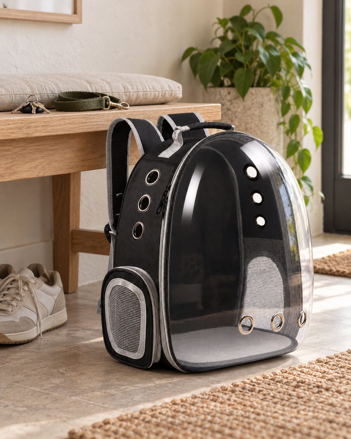 Bubble Cat Backpack Nettuno — shown in a living room
