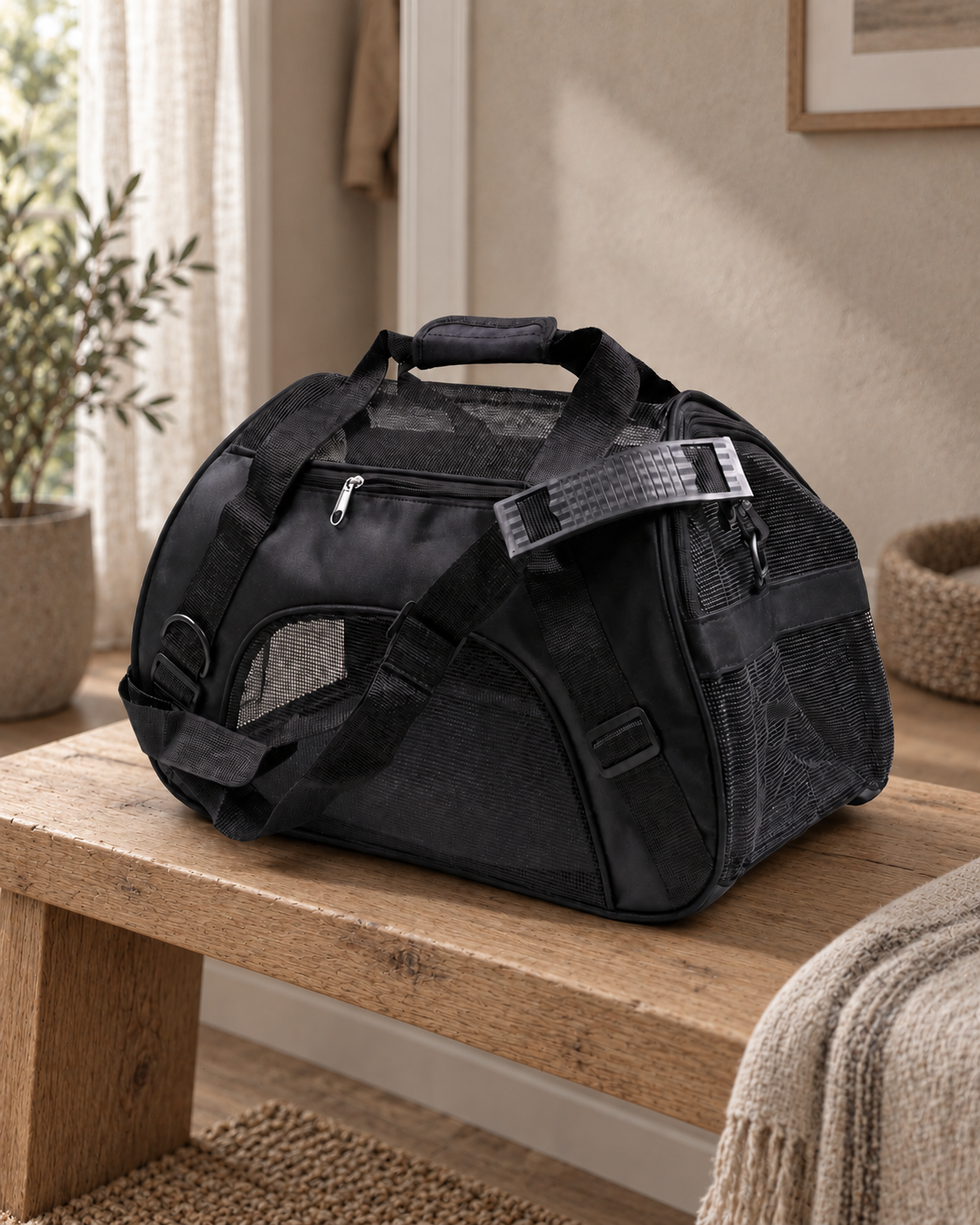 Cat Carrier Terracina — shown in a living room