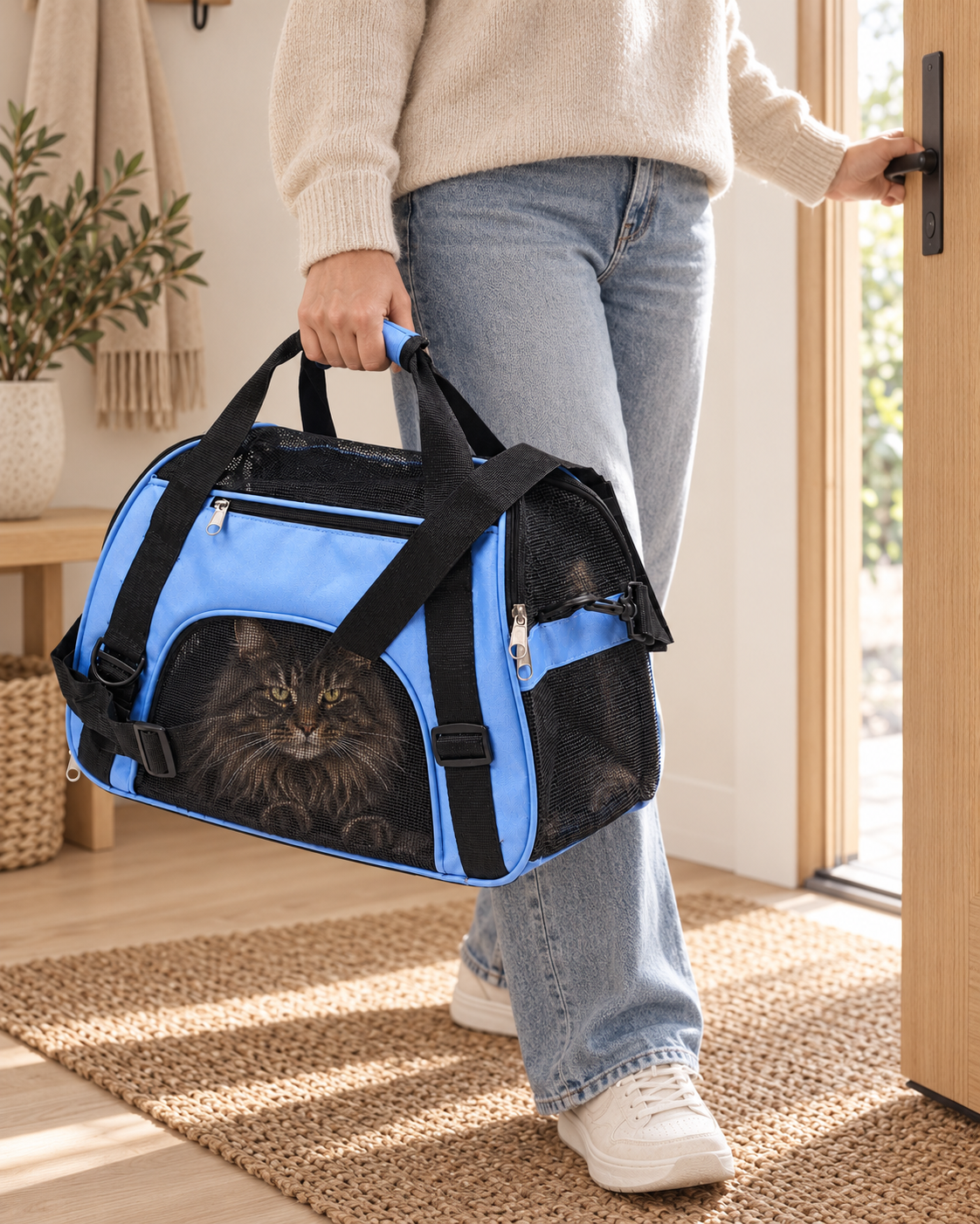 Cat Carrier Terracina — shown at home with cats