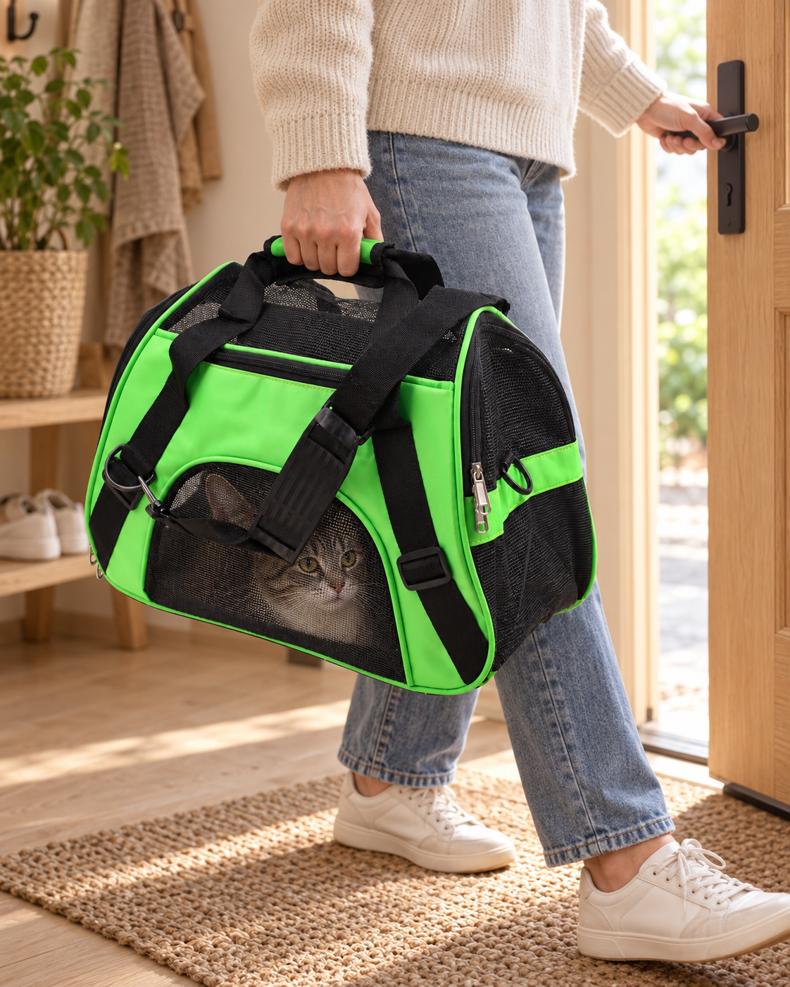 Cat Carrier Terracina — shown at home with cats