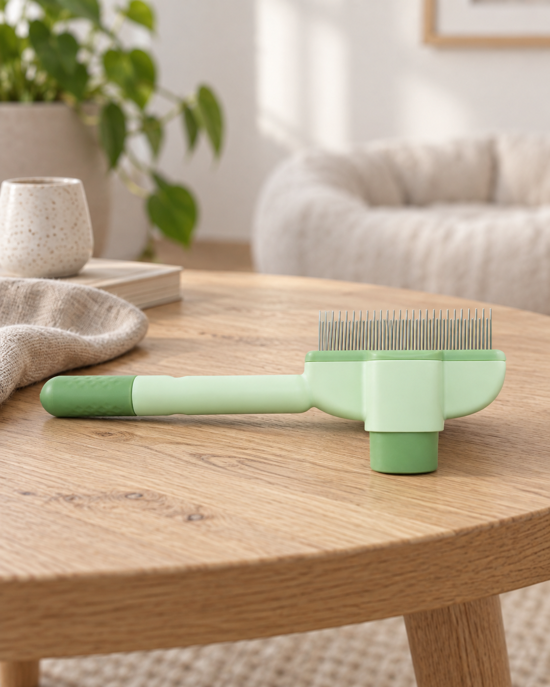 Self-Cleaning Cat Comb Sirolo — shown in a living room