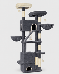 XXL Cat Tree Cernobbio in dark grey — large multi-level cat tree with sisal scratching posts
