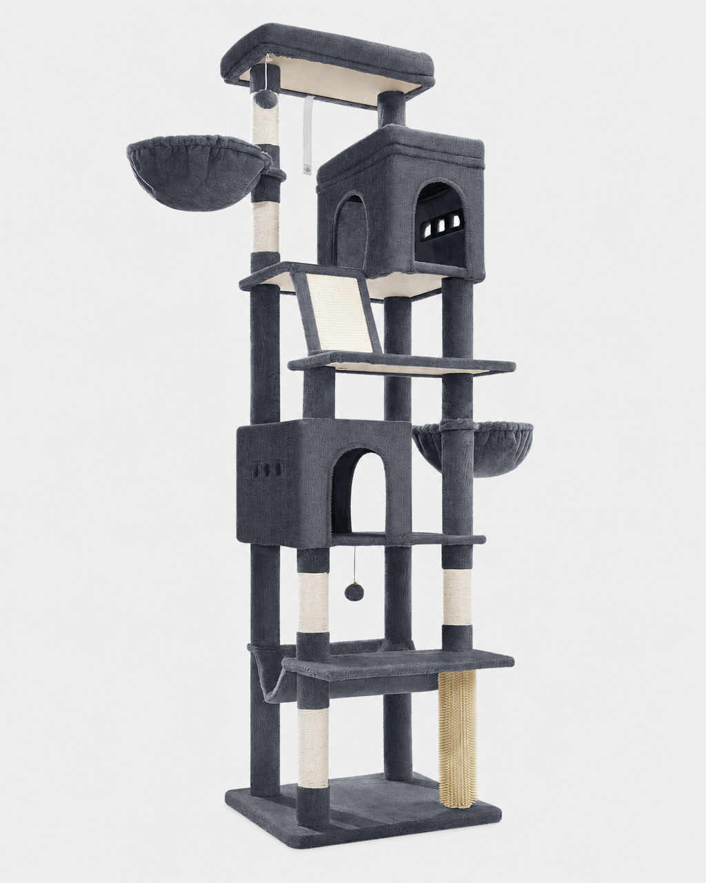 XXL Cat Tree Moena in dark grey — 190cm large multi-level cat tree with sisal scratching posts