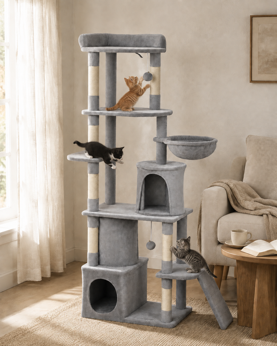XXL Cat Tree Varenna — shown at home with cats